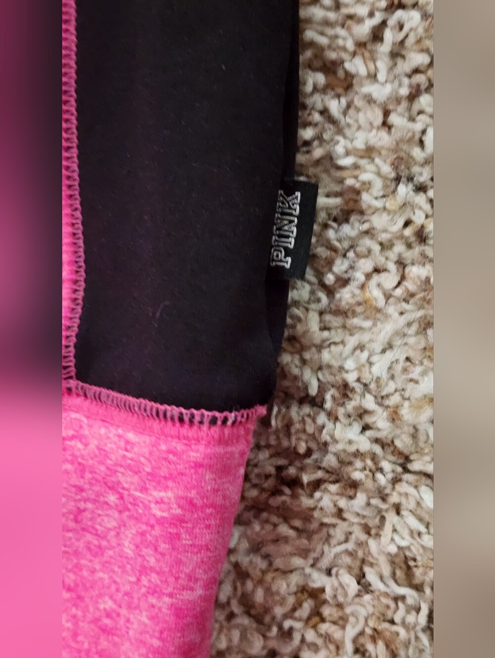 Victoria's Secret PINK Bright Pink and Black Half-Zip Pullover Small - Picture 4 of 9